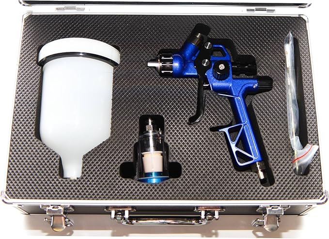 HVLP Gravity Feed 1.3mm Tip Spray Gun Kit with Case, Moisture Trap and Tools