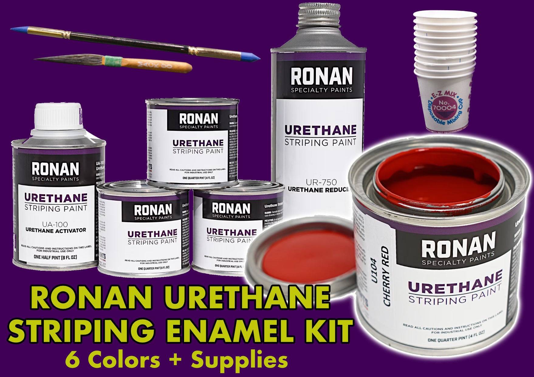 Pinstriping Kit Ronan Urethane 6 Piece Lettering Enamel Kit with Supplies