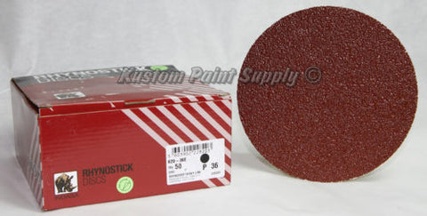 INDASA 36 Grit 6'' Sticky Back DA Sandpaper Rhynostick 600-36 (50 Sheets/Box) - Kustom Paint Supply