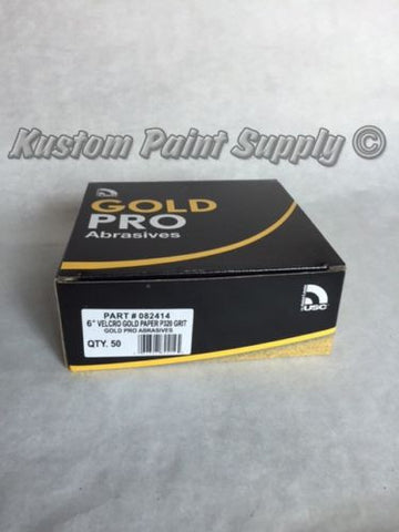 Gold Pro Abrasive Sandpaper 320 Grit  Hook It 6" DA Pad 50 Per Box - Kustom Paint Supply