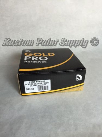 Gold Pro Abrasive Sandpaper 120 Grit Velcro Hook It 6" DA Pad 50 Per Box - Kustom Paint Supply