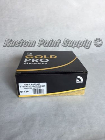 Gold Pro Abrasive Sandpaper 180 Grit  Hook It 6" DA Pad 50 Per Box - Kustom Paint Supply