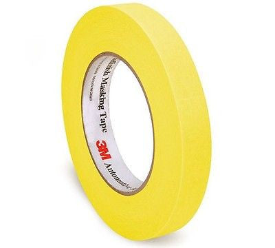 3M 06652 3/4 '' Automotive Refinish Masking Tape - Yellow  1 Sleeve/12 Rolls - Kustom Paint Supply