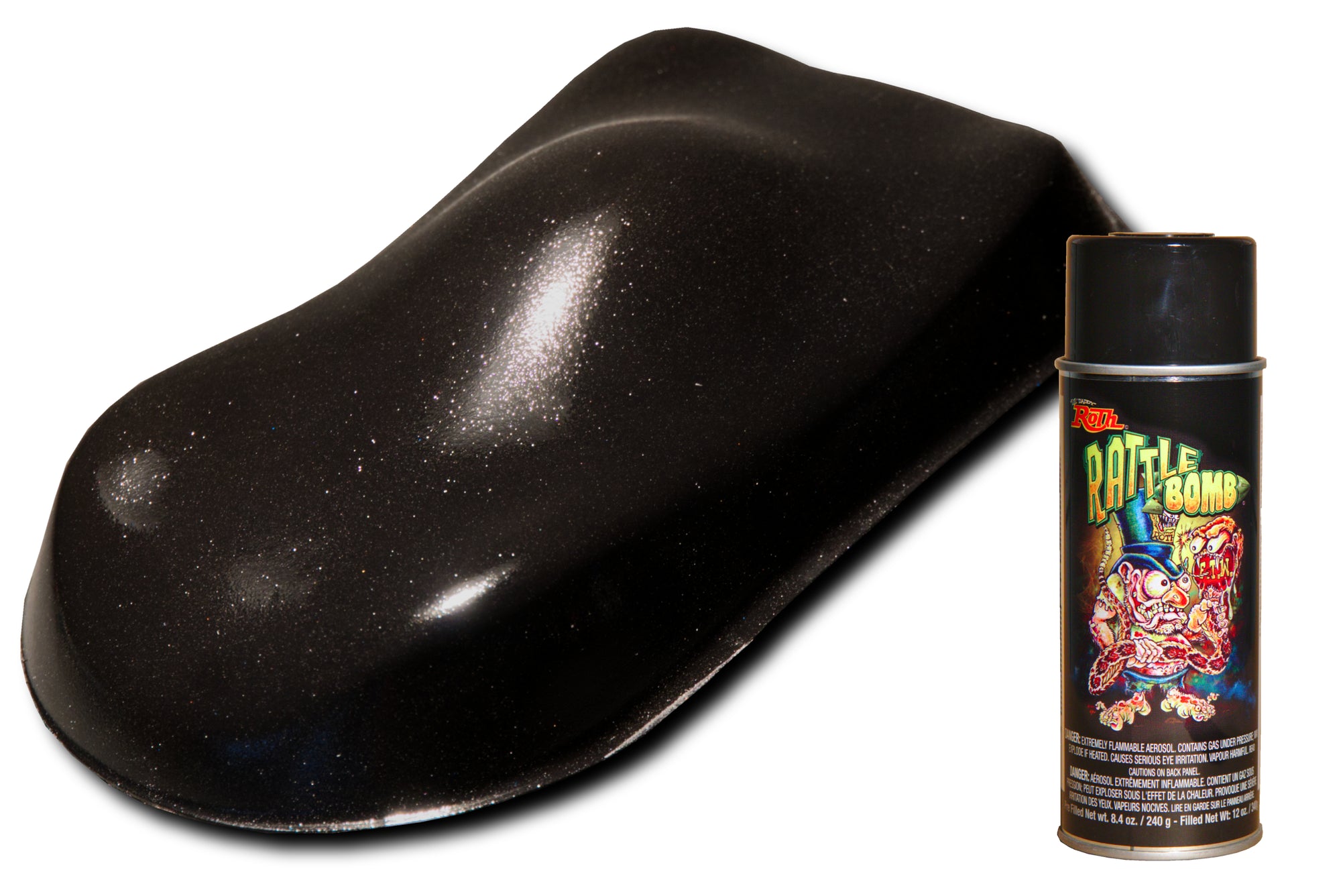 Lil' Daddy Roth Rattle Bomb Flake - Greasy Black - 12oz Aerosol