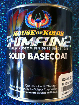 House of Kolor S2-26 Bright White Shimrin2 Solid Basecoat  1 Quart - Kustom Paint Supply