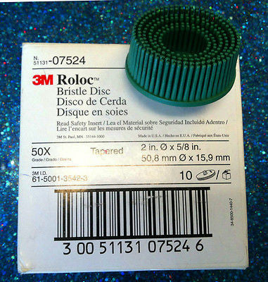3M 07524  Scotch-Brite Roloc 50 Grit Bristle Disc  Green - Kustom Paint Supply