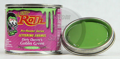 1/4 Pint - Lil' Daddy Roth Pinstriping Enamel - Dirty Donny's Goblin Green - Kustom Paint Supply