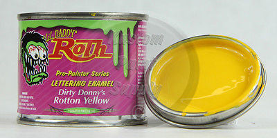 1/4 Pint - Lil' Daddy Roth Pinstriping Enamel - Dirty Donny's Rotton Yellow - Kustom Paint Supply