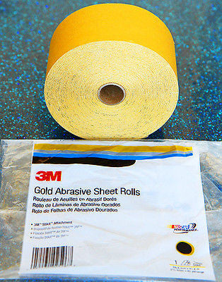 3M 02594 Stikit 220 Grit Continuous Abrasive Gold Sheet Roll - Kustom Paint Supply
